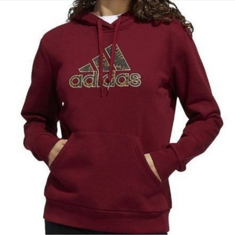 Adidas Maroon Leopard Print Hoodie